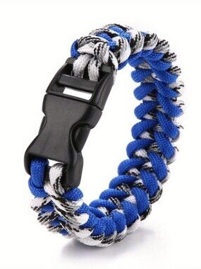 Blue & White Braided Paracord Bracelet